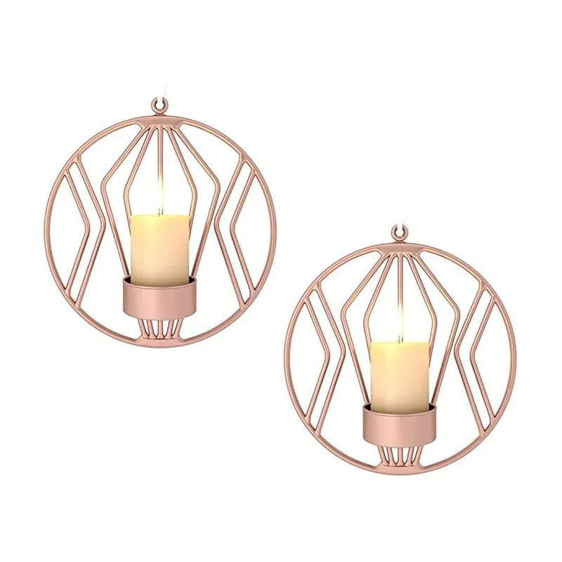 Moderne Væg Lysestager - 2 Stk. - Rosa Guld