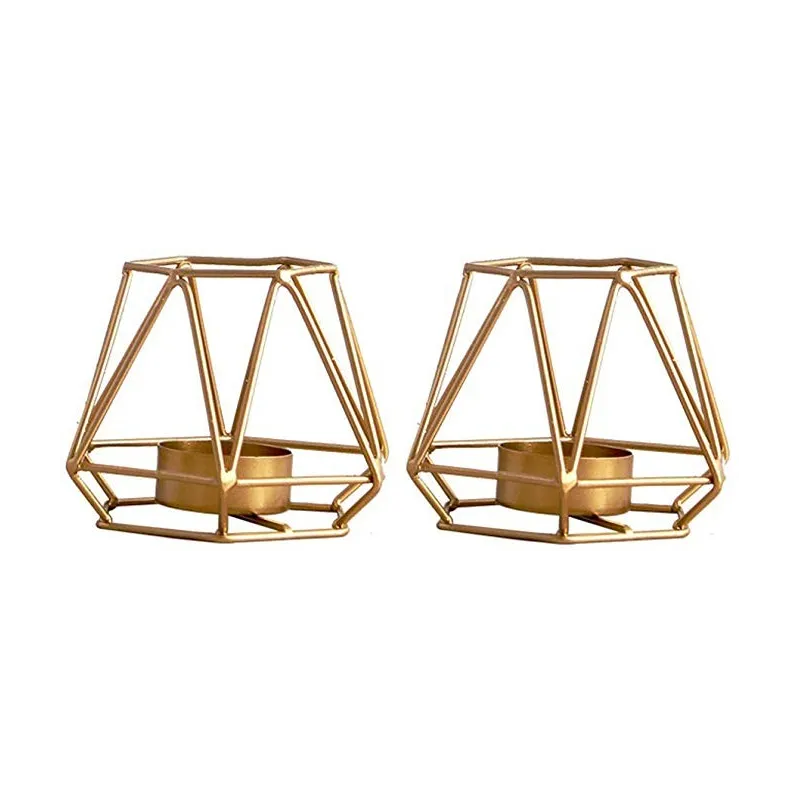 Geometriske Designer Fyrfadsstager – 2 Stk. - Guld