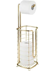 Smart Fritstående Toiletpapir & Opbevaringsstand – Guld/Messing 2