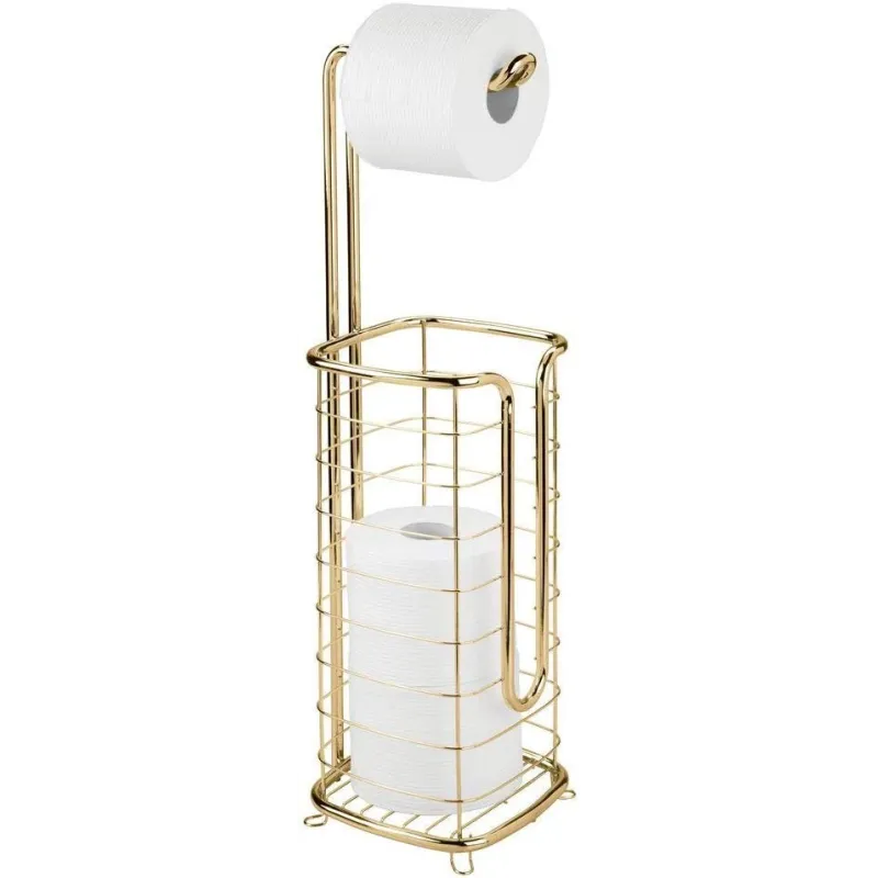 Smart Fritstående Toiletpapir & Opbevaringsstand – Guld/Messing
