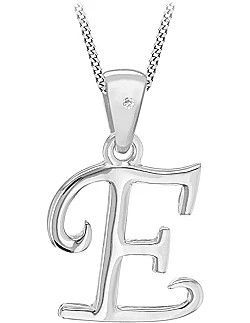  Diamant Bogstav A Halskæde - 925 Sterling Sølv 