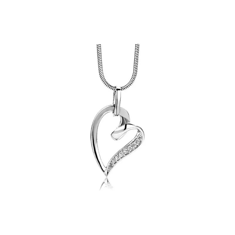 Elegant Hjerte Halskæde - 925 Sterling Sølv - 45 cm.