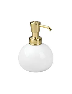 Stilfuld Keramik Sæbedispenser Inkl. Pumpe – Guld/Hvid