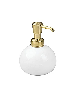 Stilfuld Keramik Sæbedispenser Inkl. Pumpe – Guld/Hvid
