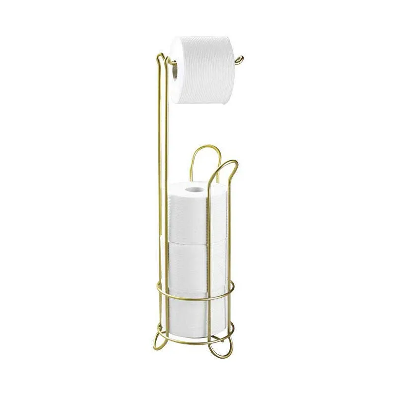 Pratisk Design Toiletrulle Holder & Opbevaringsstand - Guld