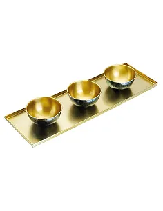 Spektakulært Serveringsfad Inkl. 3 Skåle – 4 Dele – Galvaniseret Stål   2