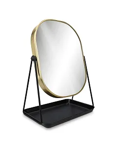 Fritstående Beauty & Kosmetik Spejl – 360 Graders Rotation - Guld