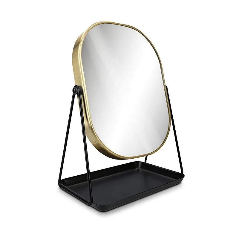 Fritstående Beauty & Kosmetik Spejl – 360 Graders Rotation - Guld