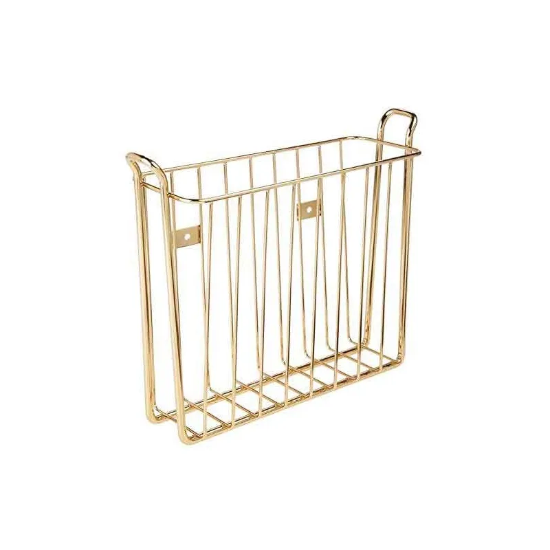 Moderne Væg Magasin Opbevaringsholder - Guld/Messing