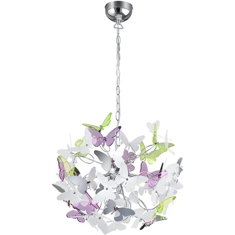 Flot Pendul Lampe I Sommerfugle Design - Hvid