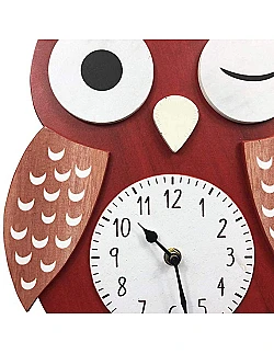 Flot Ugle Vægur Til Børneværelset – 1 Stk. - Rød