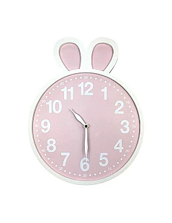 Bedårende Kanin Vægur Til Baby & Børneværelse - Lyserød