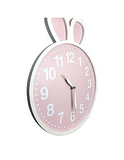 Bedårende Kanin Vægur Til Baby & Børneværelse - Lyserød