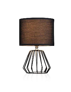 Moderne Shiny Diamond Design Bordlampe Inkl. Stofskærm - Sort