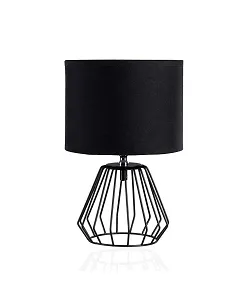 Moderne Shiny Diamond Design Bordlampe Inkl. Stofskærm - Sort