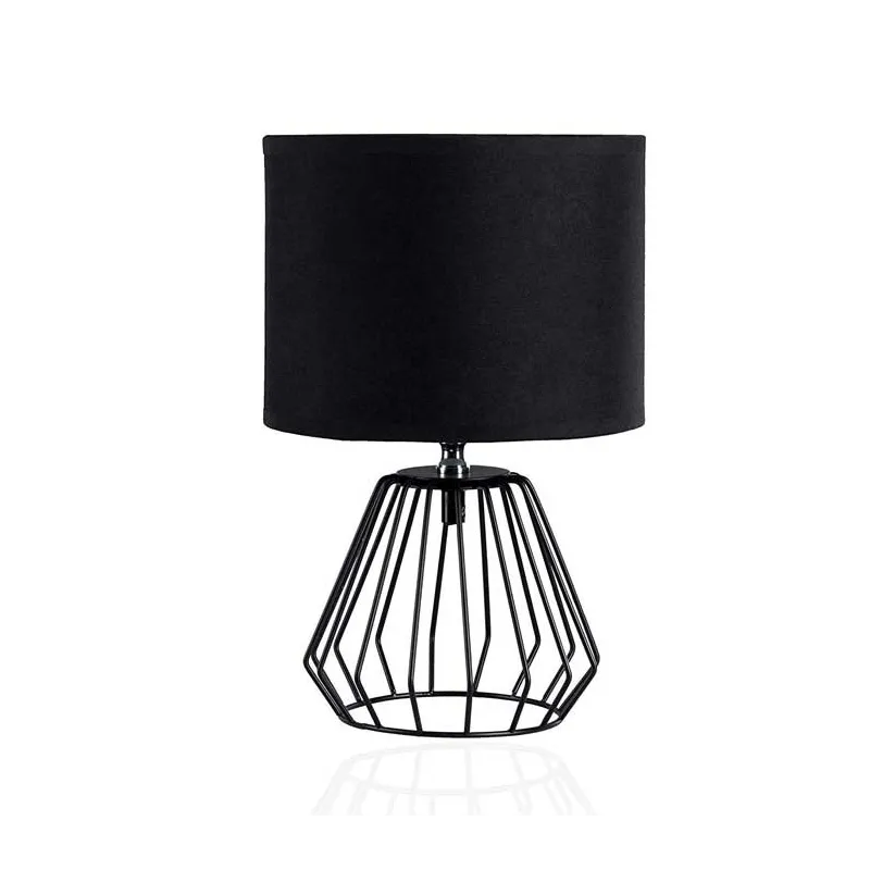 Moderne Shiny Diamond Design Bordlampe Inkl. Stofskærm - Sort