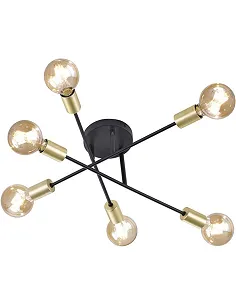 Stilfuld Vintage Design Glødepærer Loftslampe – Guld/Mat Sort
