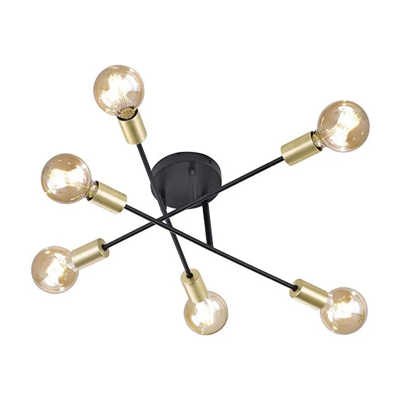 Stilfuld Vintage Design Glødepærer Loftslampe – Guld/Mat Sort
