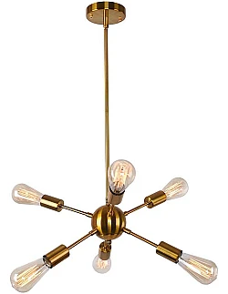 Stilfuld Sputnik Design Lysekrone – 6 x Lyskilder - Guld