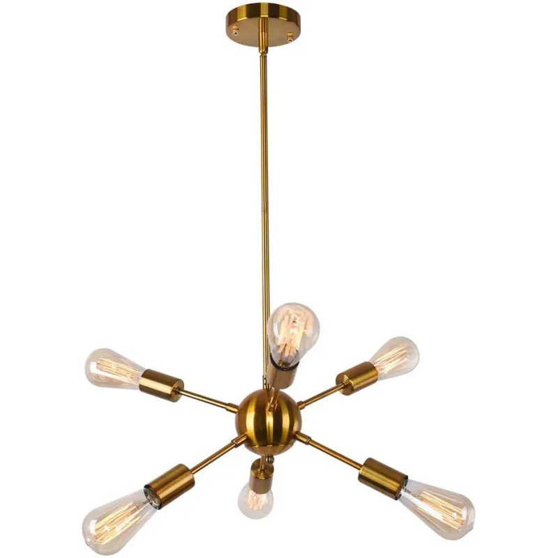 Stilfuld Sputnik Design Lysekrone – 6 x Lyskilder - Guld