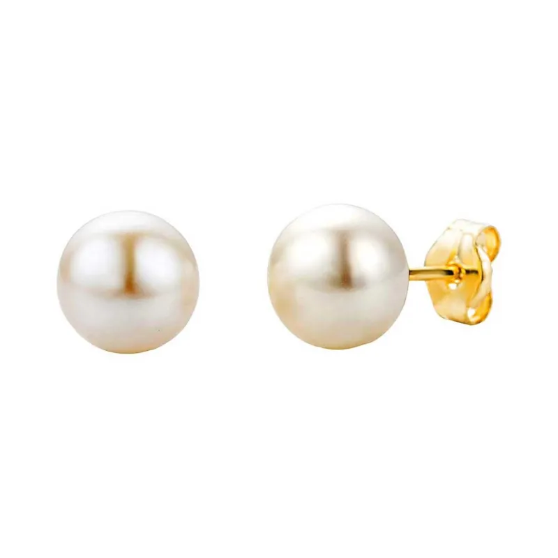 9 Karat Ørestikker med Hvide Ferskvandsperler – Elegant & Sofistikeret Design 