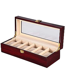 Elegant Ur Opbevaring & Display Boks – 6 Rum - Træ