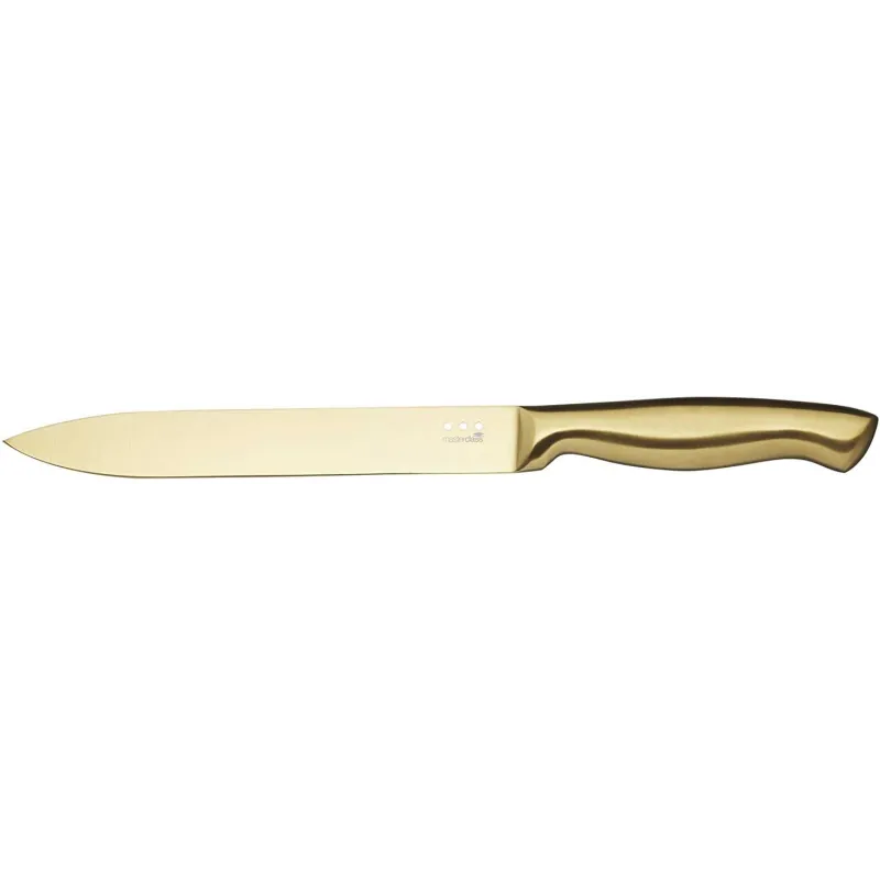 Minimalistisk Design Knivblok Sæt Inkl. 5 Køkkenknive – Guld/Sort