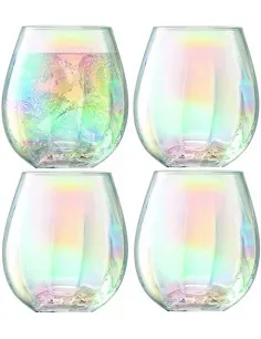 Håndlavet Regnbuefarvet Tumbler Glas – 4 Stk. – 425 ml.