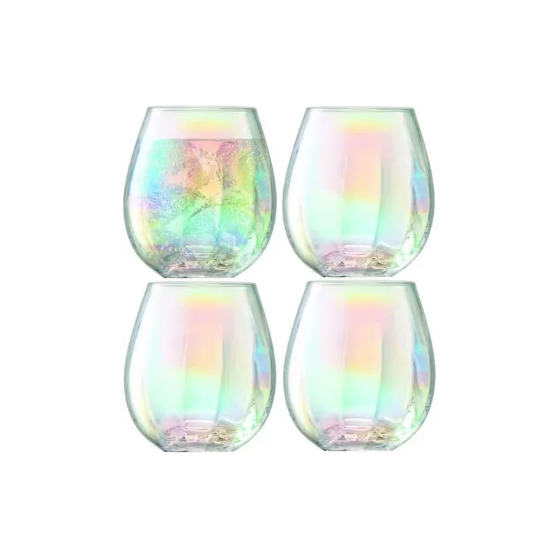 Håndlavet Regnbuefarvet Tumbler Glas – 4 Stk. – 425 ml.