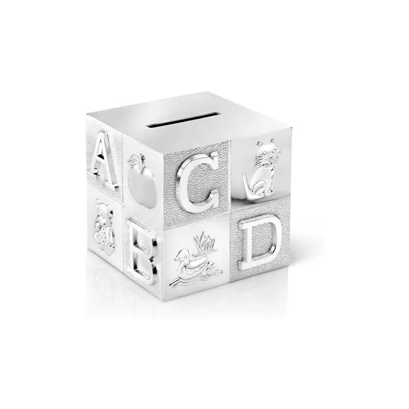 Moderne Sparegris ABC Terning Design - Sølv