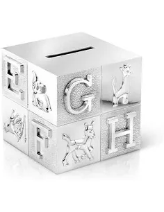 Moderne Sparegris ABC Terning Design - Sølv 2