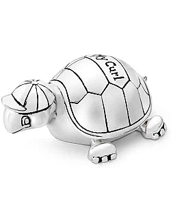 Bedårende Dåbsgave Skildpadde Sæt - 2 Dele - Sølv