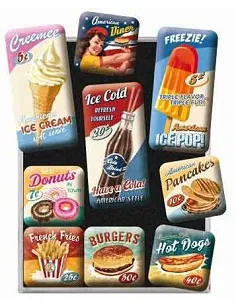 Nostalgiske Retro Køleskabsmagnet Sæt - 9 Dele 2