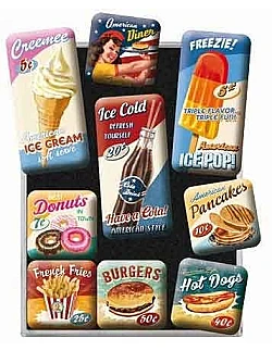 Nostalgiske Retro Køleskabsmagnet Sæt - 9 Dele