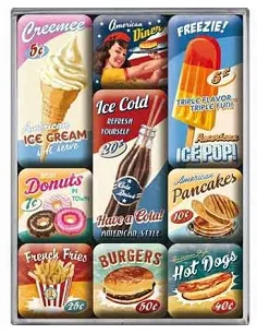 Nostalgiske Retro Køleskabsmagnet Sæt - 9 Dele