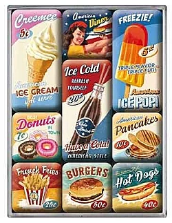 Nostalgiske Retro Køleskabsmagnet Sæt - 9 Dele