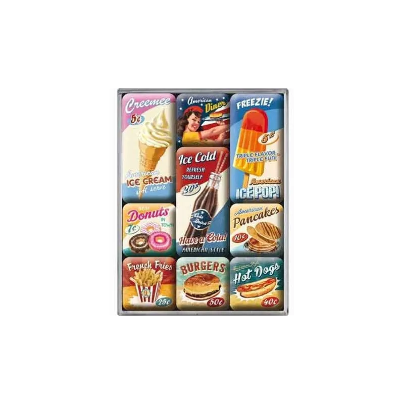 Nostalgiske Retro Køleskabsmagnet Sæt - 9 Dele
