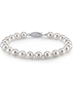Ægte Ferskvandsperle Armbånd - 14 Karat Hvid Guld 