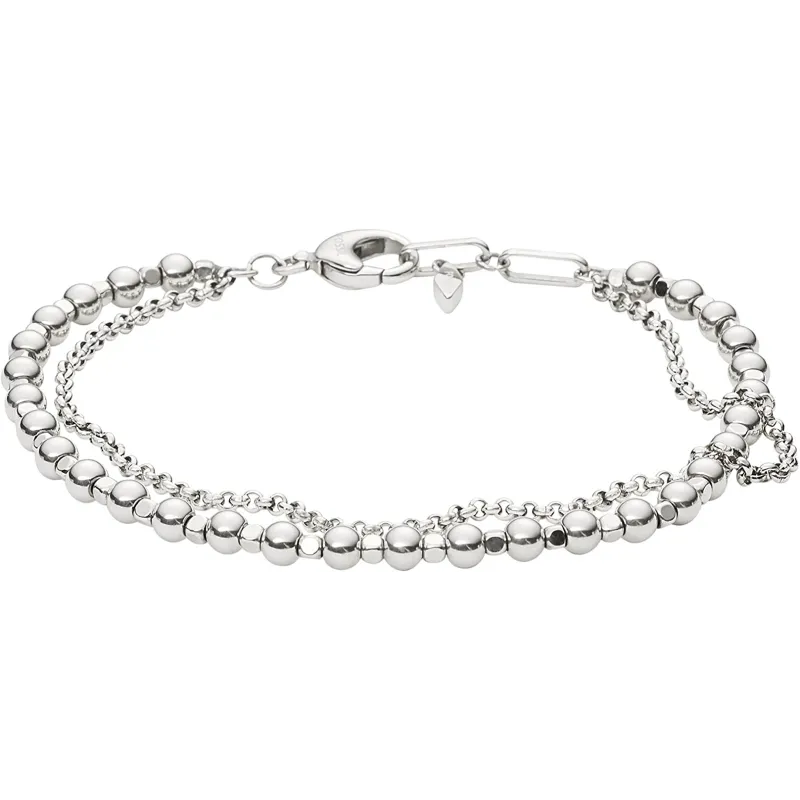 Fint Fossil Sølv Perle Armbånd - Sølv