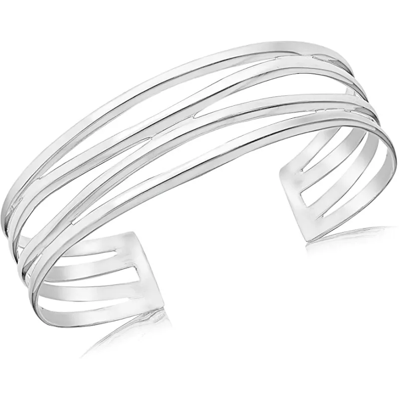Moderne Torque Design Bangle Armbånd - 925 Sterling Sølv
