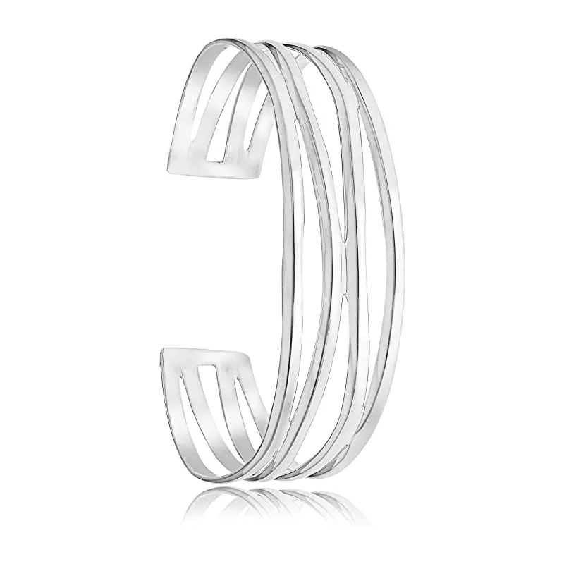 Moderne Torque Design Bangle Armbånd - 925 Sterling Sølv